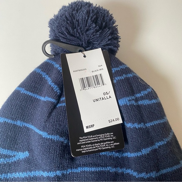 PGA Tour Men’s/Womens Navy Blue Beanie with Pom Pom, OS - Picture 7 of 8